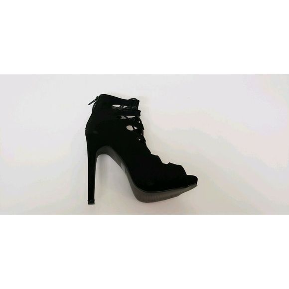 Glaze Womens Heels Size 7 Black Strappy Platform - Picture 8 of 8